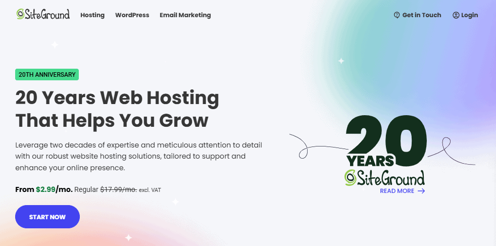 best web hosting: siteground
